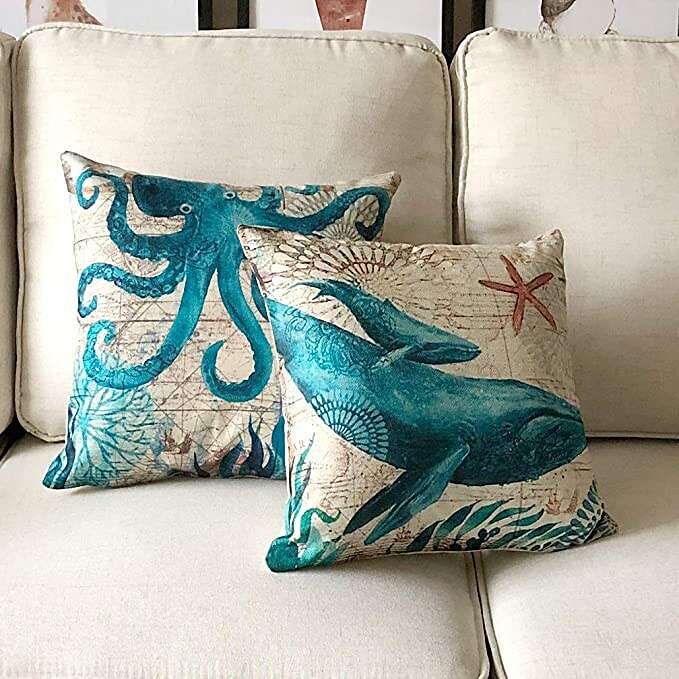 1pc Throw Pillow Cover Ocean Tutle Animal Zipper Traditional Classic Outdoor Cushion for Sofa Couch Bed Chair