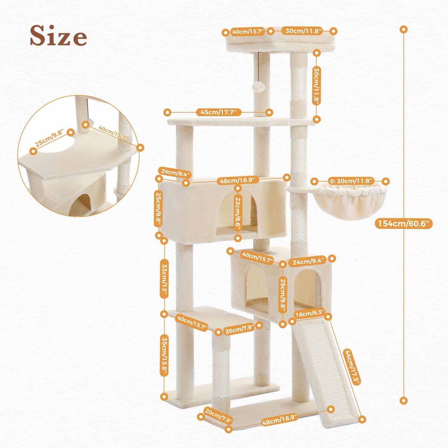 60.62 Inches Multi-Level Cat Tree Cat Tower for Indoor Cats with Sisal-Covered Scratching Post, Cozy Cat Condo, Padded Top Perch for Indoor Cats