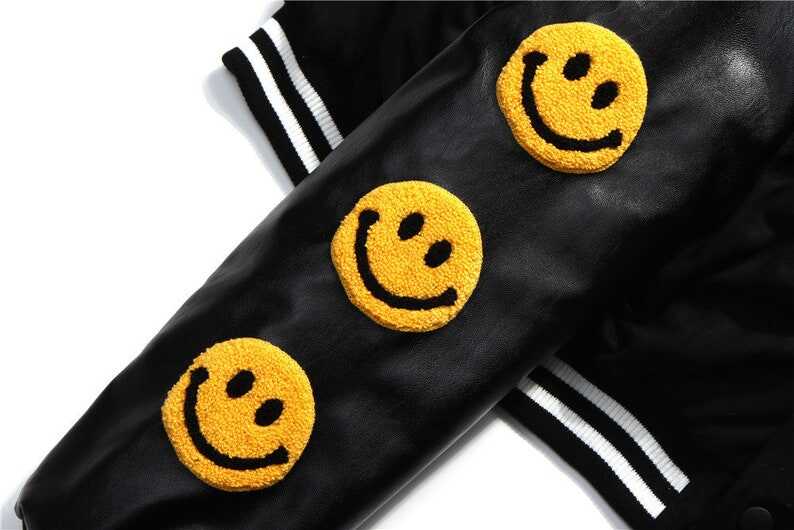 Smiling Face Bomber Varsity Jackets