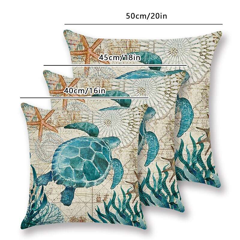 1pc Throw Pillow Cover Ocean Tutle Animal Zipper Traditional Classic Outdoor Cushion for Sofa Couch Bed Chair