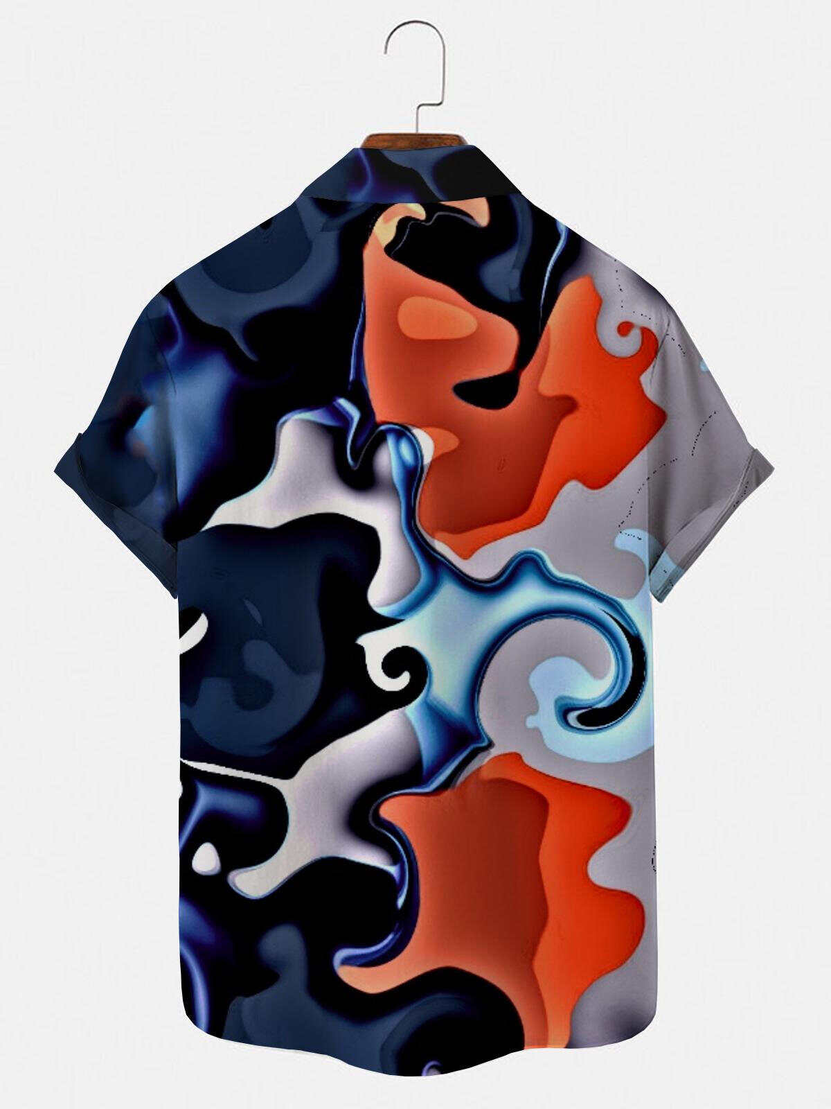 Abstract Men's Shirts With Pocket