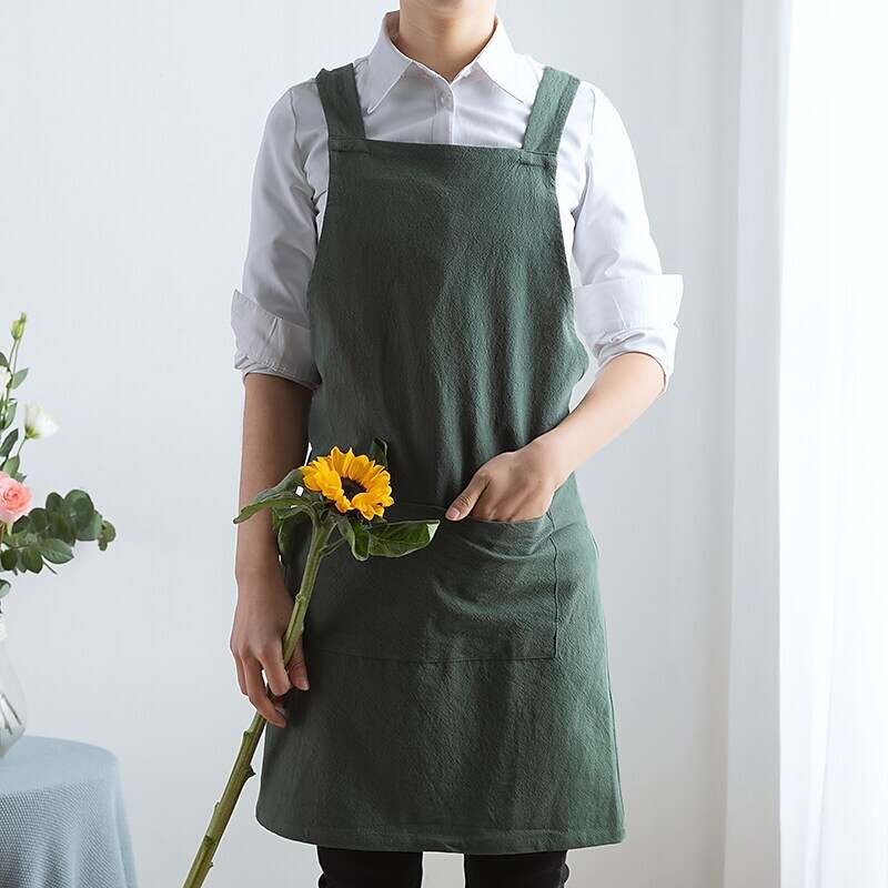 Lace-free Apron Japanese-style Solid Color