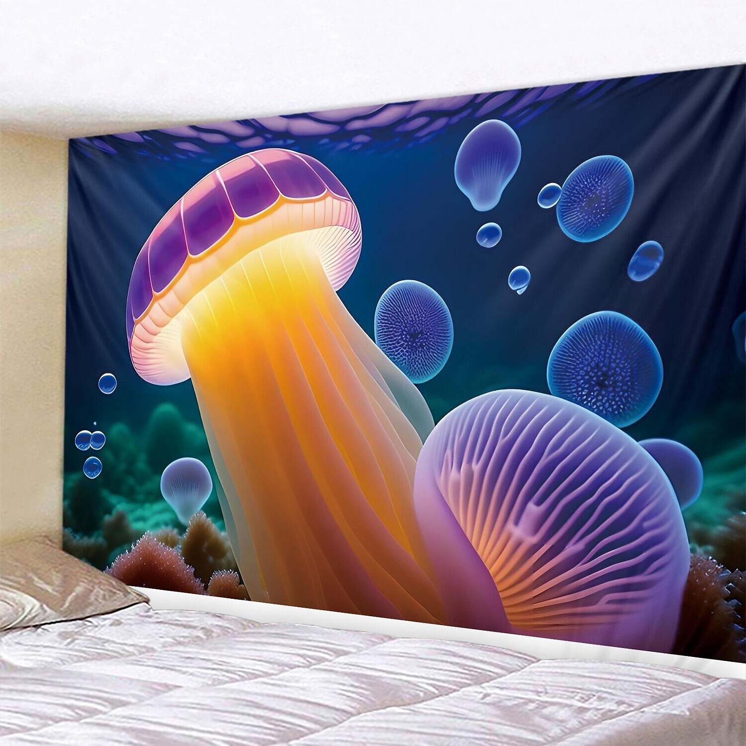 Ocean Jellyfish Wall Tapestry Art Decor