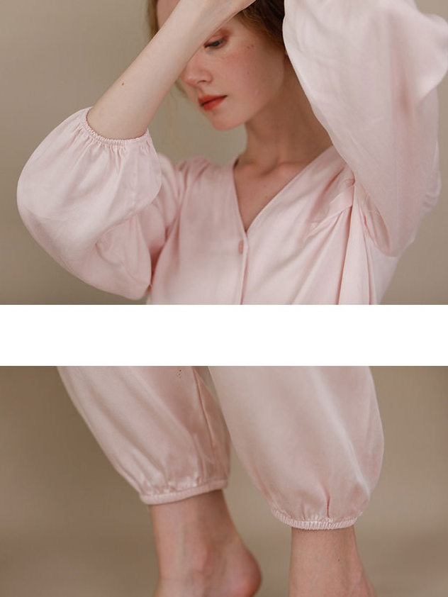 Simple Plain Regular Fit Long Sleeve Pajama Set