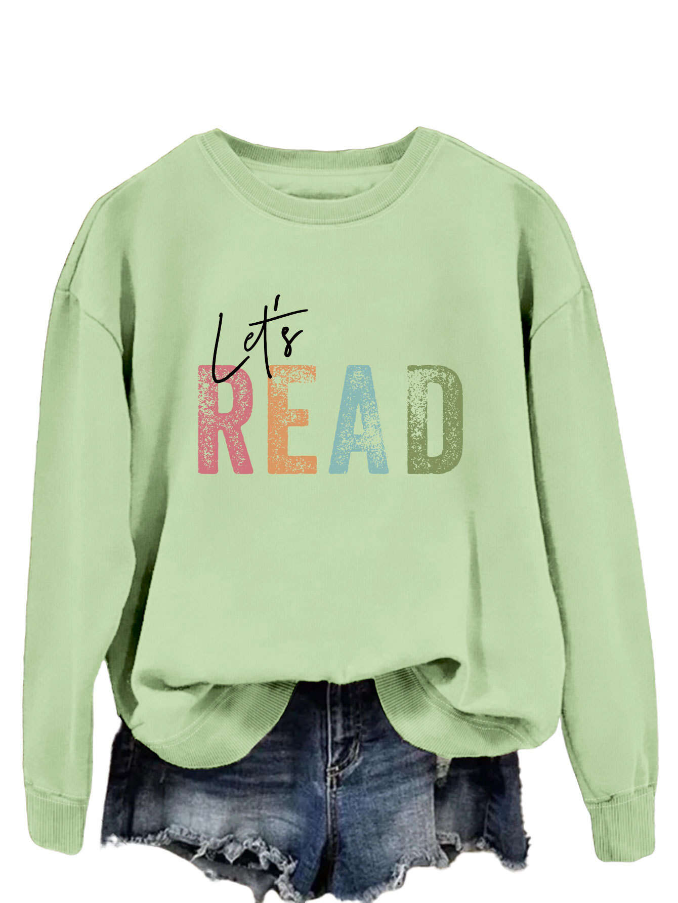 Letter Fashion Women's Sweater Printed Round Neck Long Sleeve- Buy 3 and get free shipping