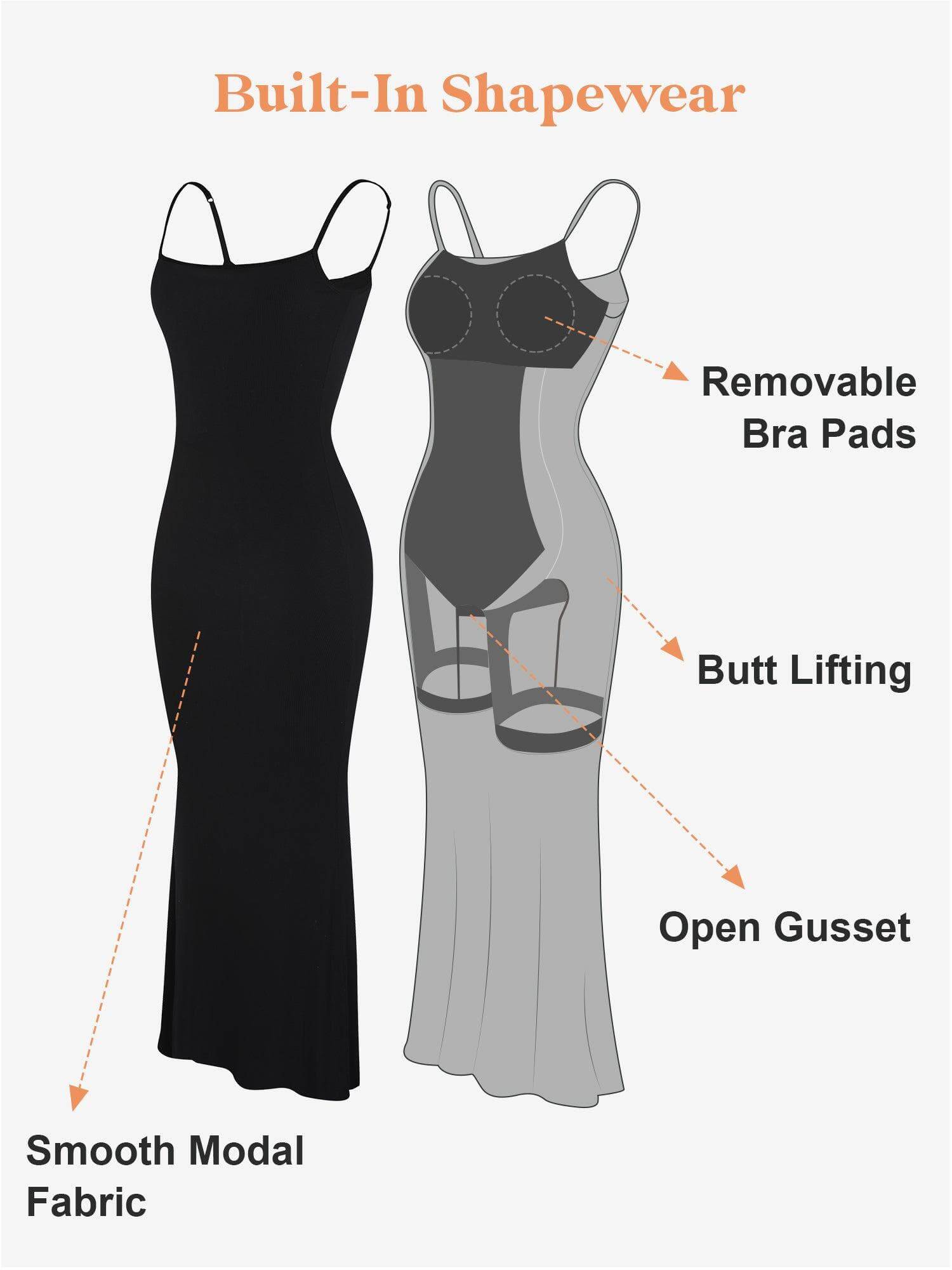 Built-In Shapewear Slip Maxi Lounge Dress