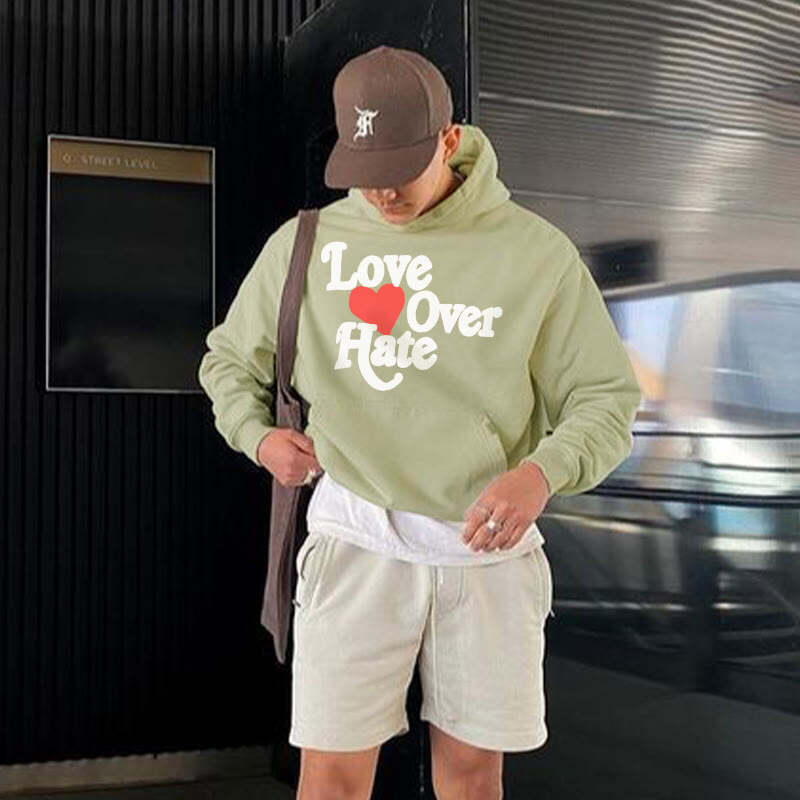 Love Over Hate Print Hoodie