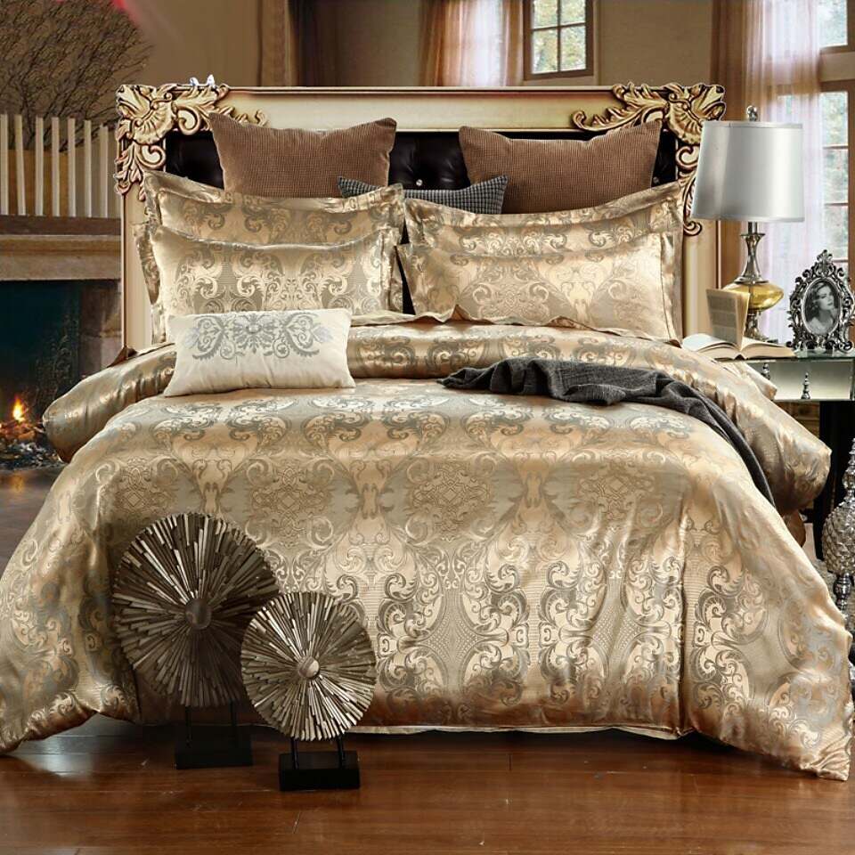 Luxury Jacquard Satin Duvet Cover Set Quilt Bedding Sets Comforter Cover