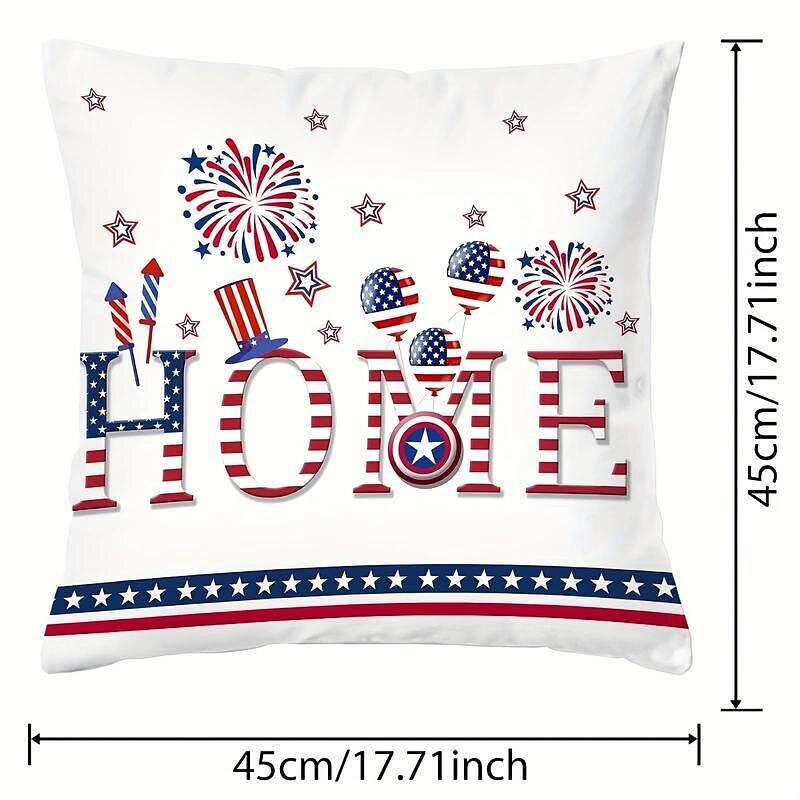 Independence Day Double Side Pillow Cover 1PC Soft Decorative Square Cushion Case Pillowcase for Bedroom Livingroom Sofa Couch Chair