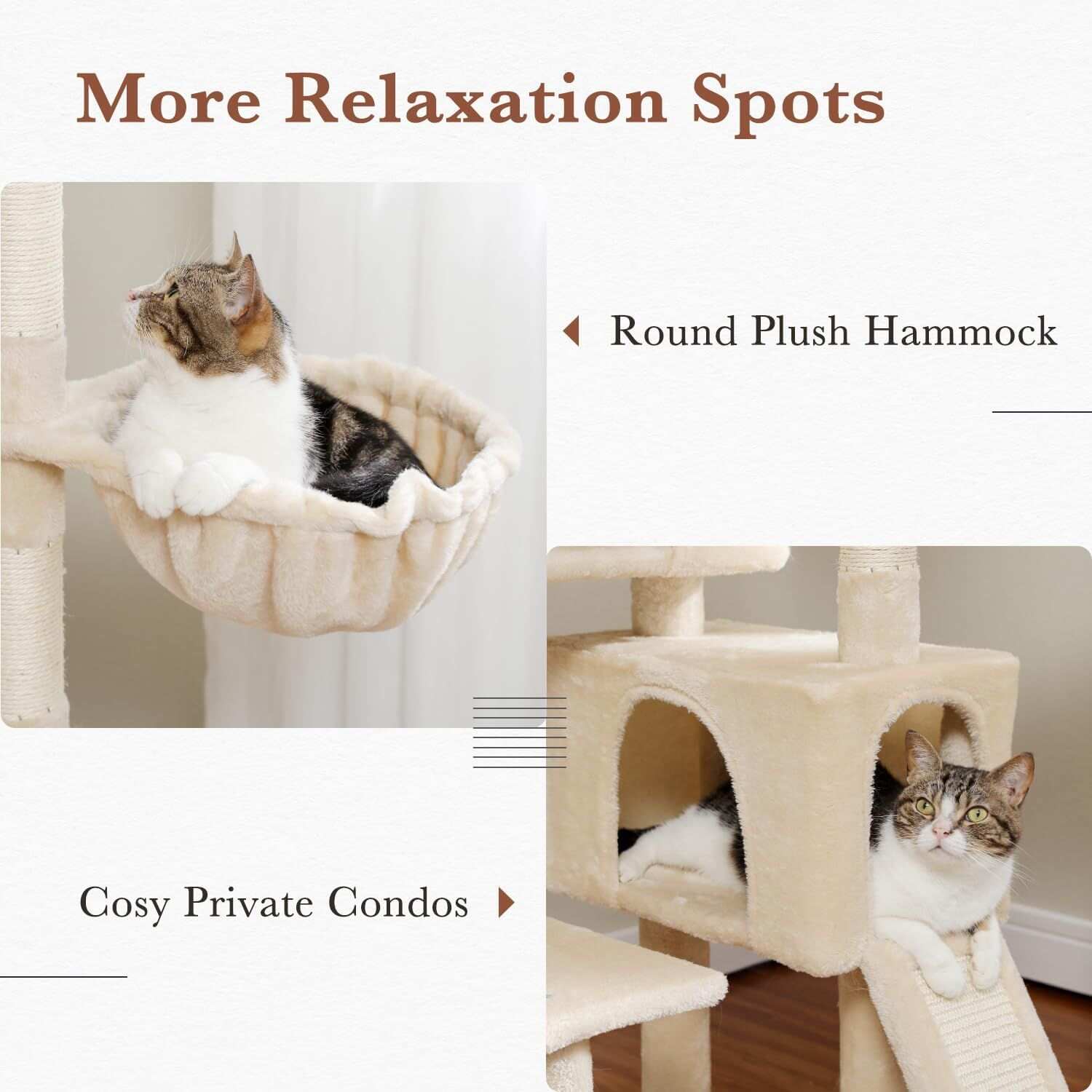 60.62 Inches Multi-Level Cat Tree Cat Tower for Indoor Cats with Sisal-Covered Scratching Post, Cozy Cat Condo, Padded Top Perch for Indoor Cats