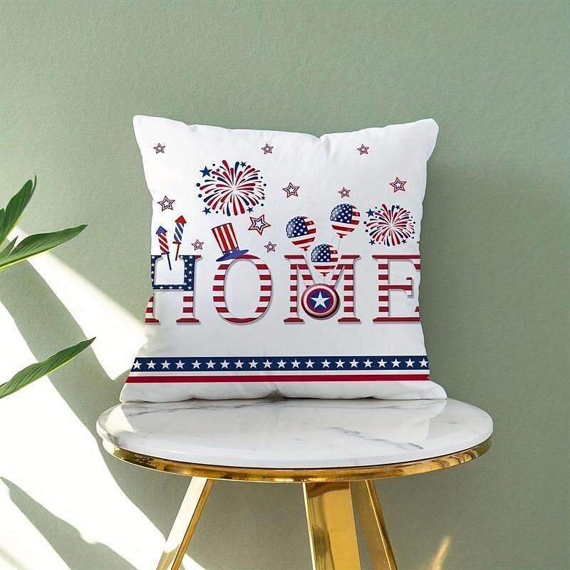 Independence Day Double Side Pillow Cover 1PC Soft Decorative Square Cushion Case Pillowcase for Bedroom Livingroom Sofa Couch Chair