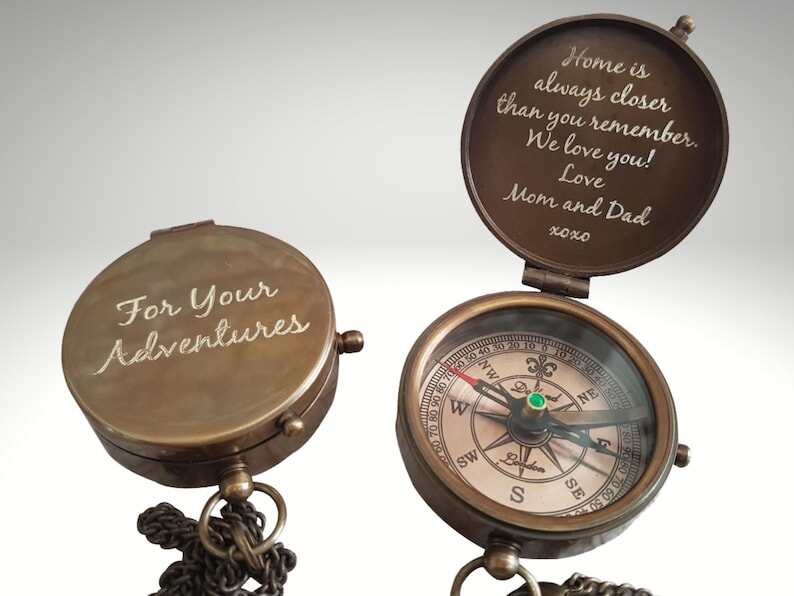 Personalized Engraved Working Compass with Custom Handwriting, Gift for Men Anniversary, Gifts for Dad Birthday