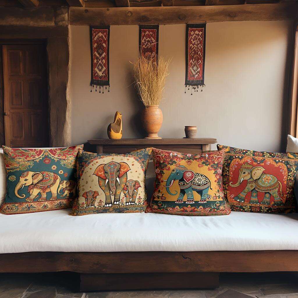 Ethnic Elephant Pillow Cover 4PC