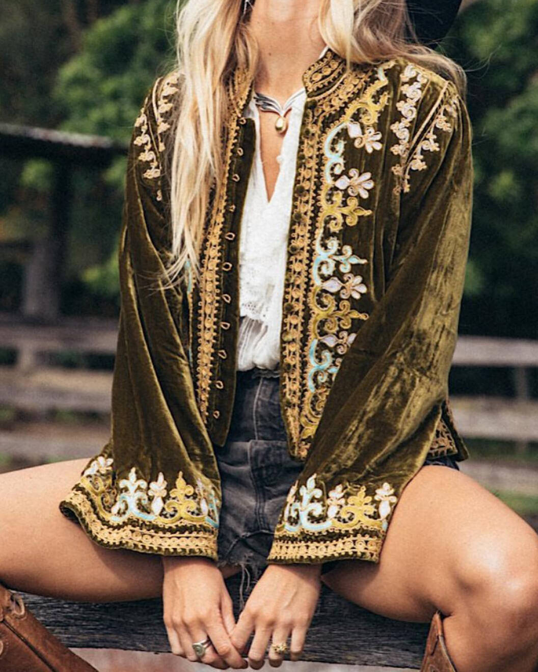 Velvet cropped cardigan jacket