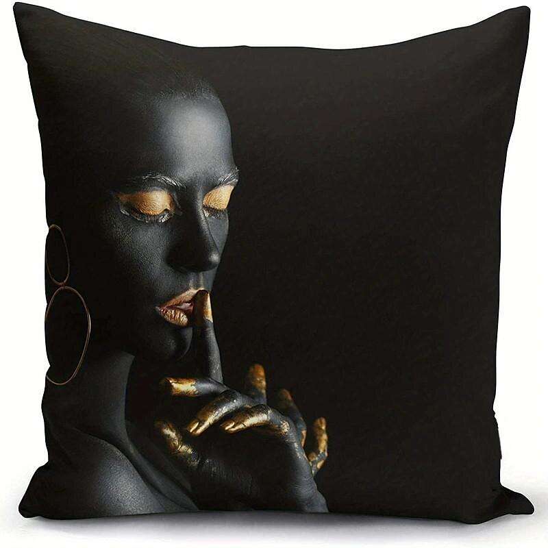 Black Women Double Side Pillow Cover 4PC