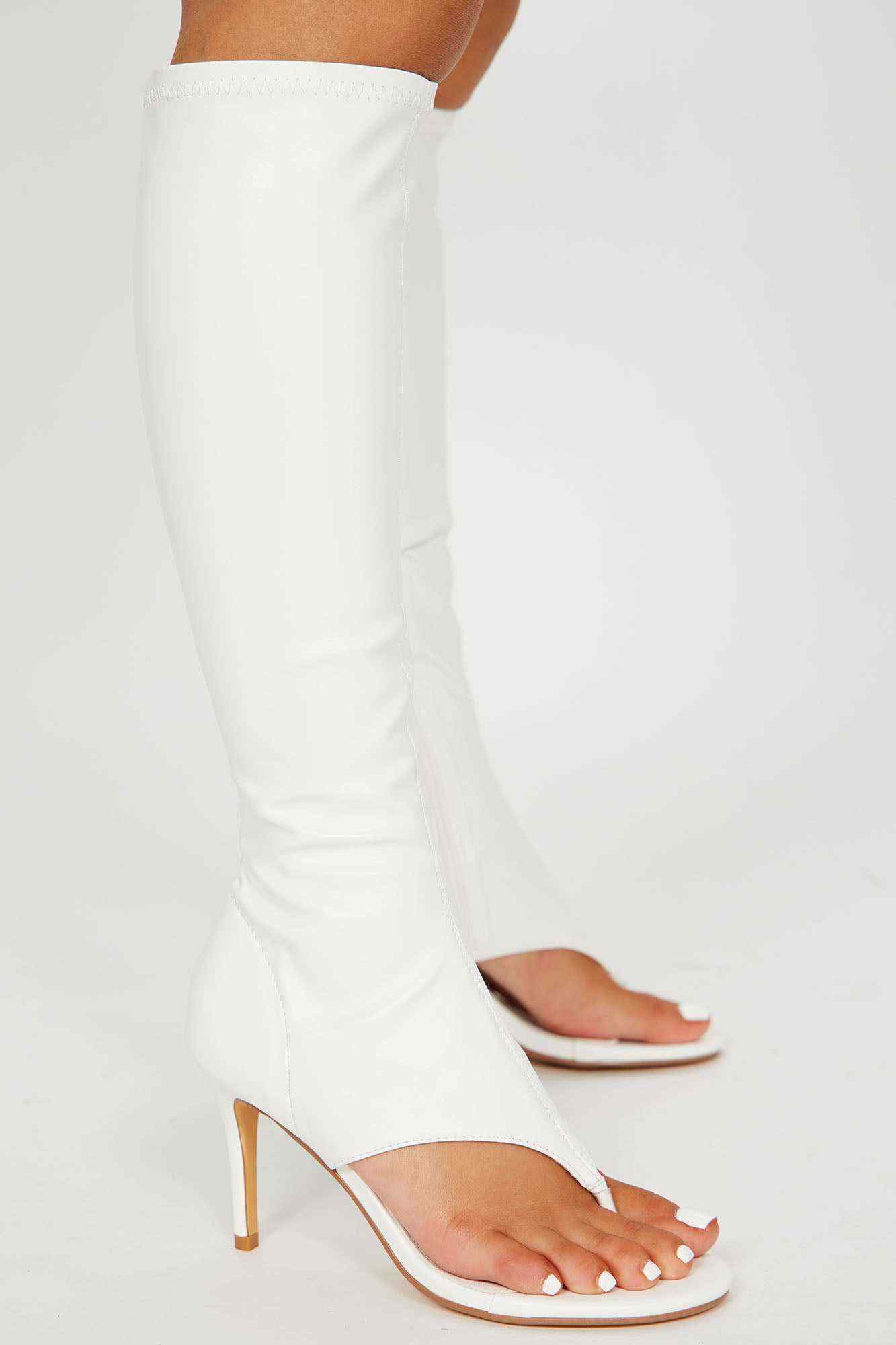 Annalise Knee High Heels   White