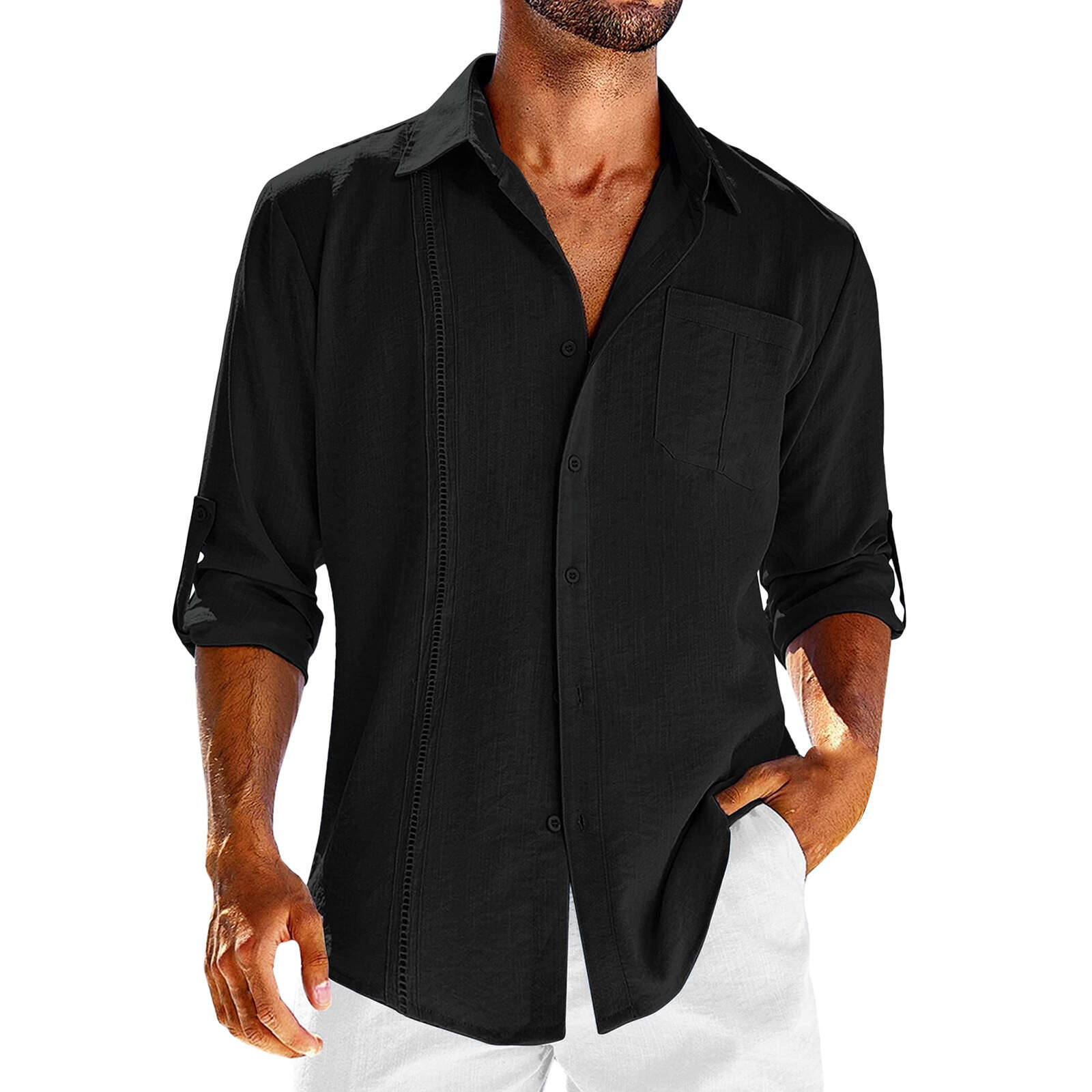The latest men's long-sleeved V-neck knitted shirt, warm, comfortable and easy to clean - Buy 3 and get free shipping