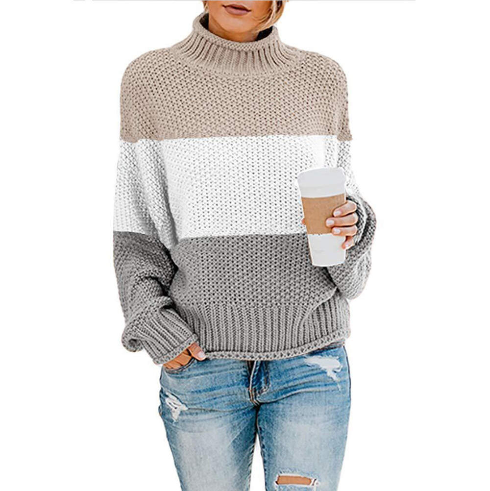 Color block warm and cozy sweater