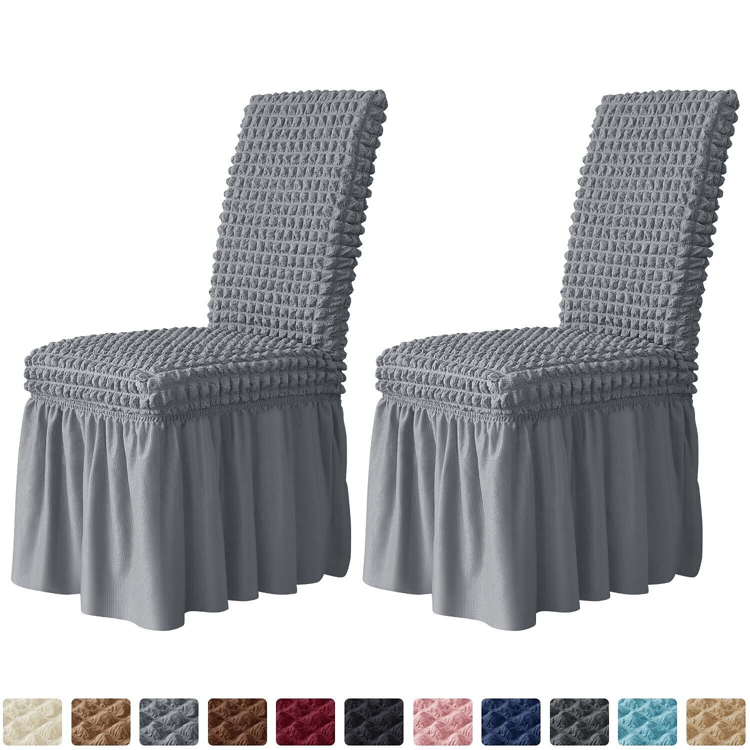 2 Pcs Chair Covers with Skirt Parsons Chair Slipcovers