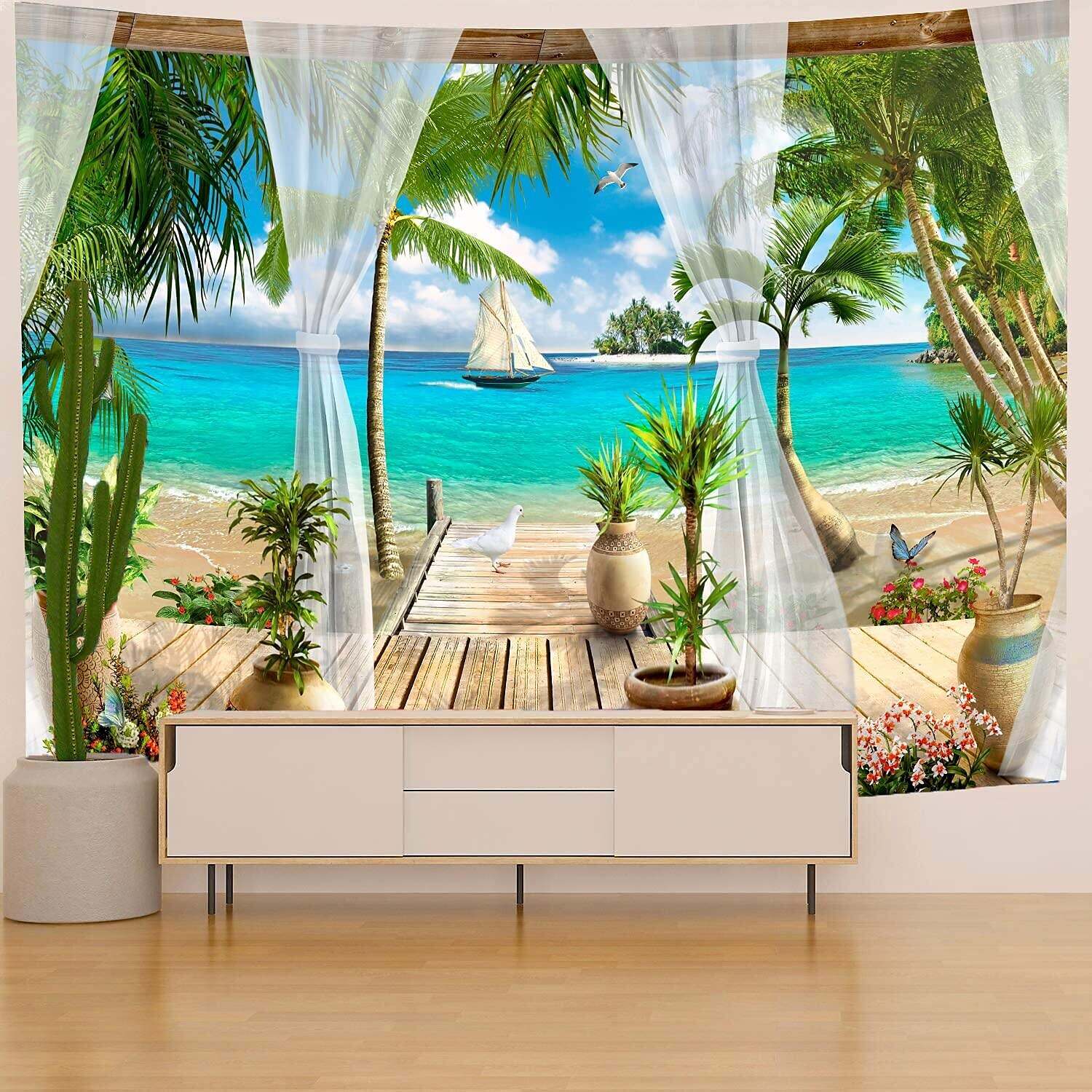 Beach Theme Wall Tapestry Art Decor Photograph Backdrop