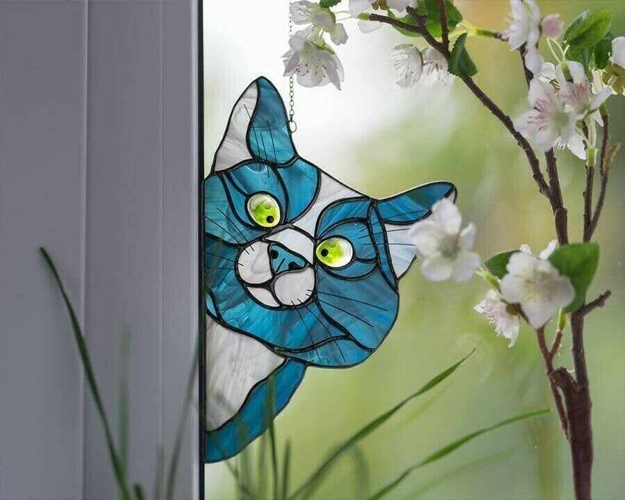 BIG SALE - 40% OFFHot Sale-Handmade Stain Cat Suncatcher For Window