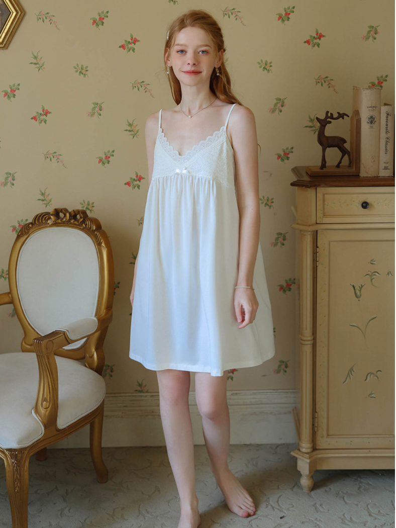 Cotton V Neck Loose Simple Nightdress