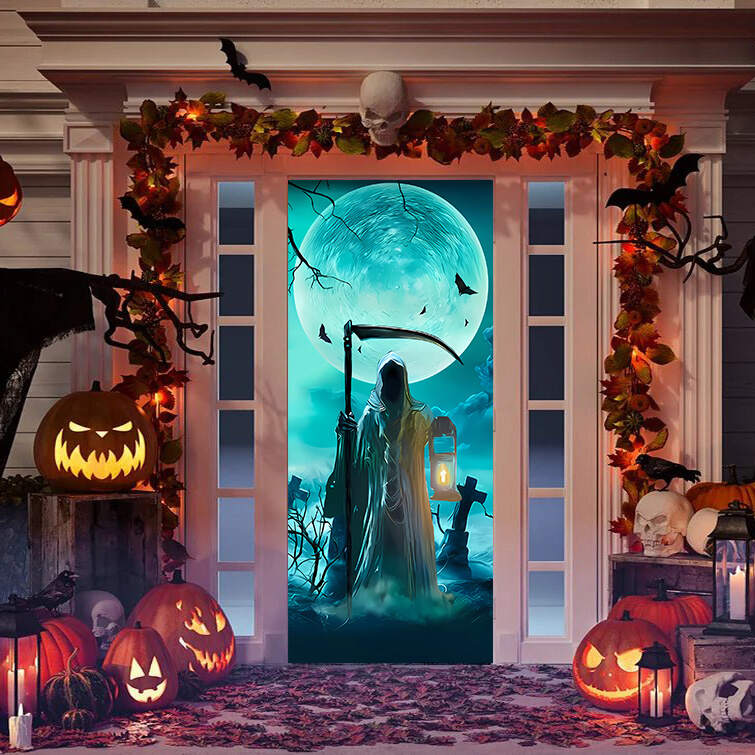 Reaper Graveyard Halloween Door Set Decoration