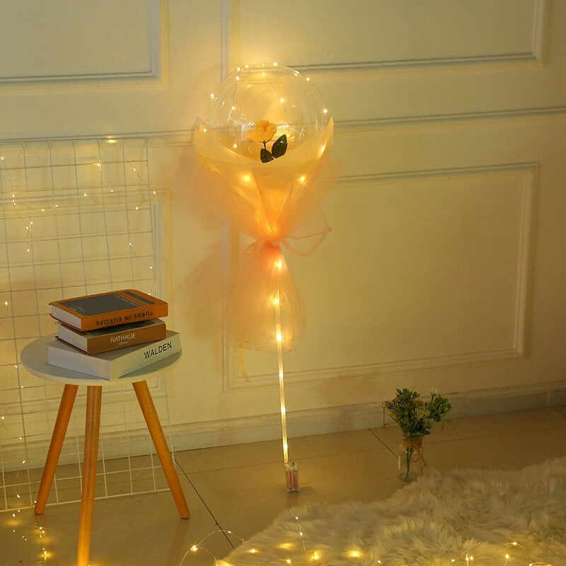 Led Rose Bouquet Luminous Valentines Decorate Gift Decoration Party Wedding Led Light Balloon Rose in Balloon Diy Gifts