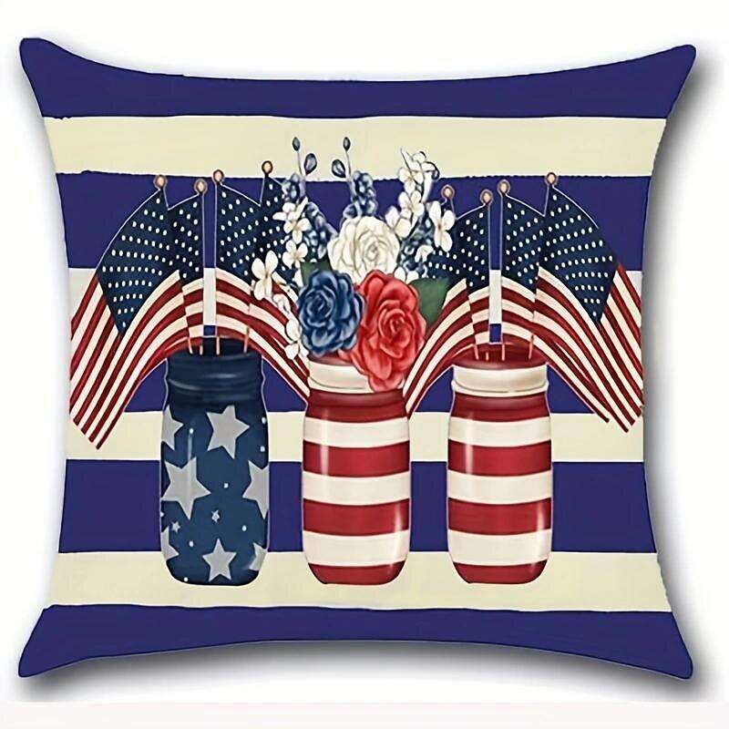 Independence Day Double Side Pillow Cover 4PC Soft Decorative Square Cushion Case Pillowcase for Bedroom Livingroom Sofa Couch Chair