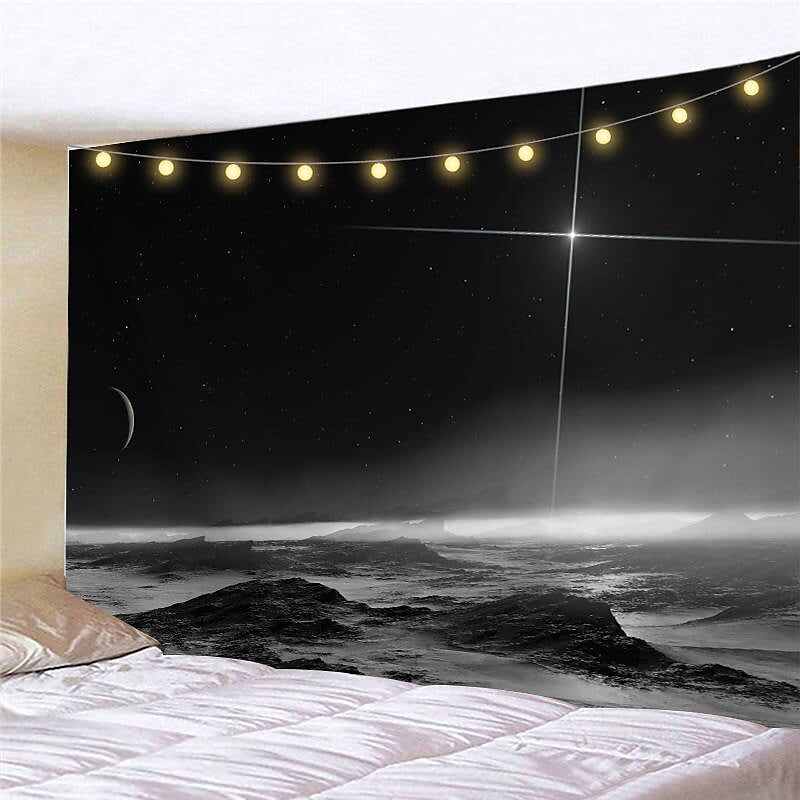 Landscape LED Lights Wall Tapestry Art Decor Universe Sky Moon Print