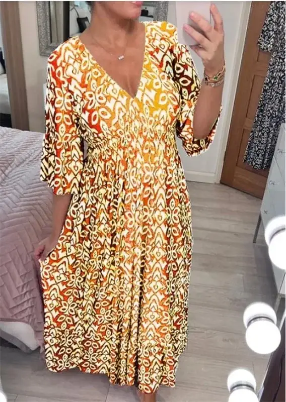 LAST DAY 70% OFFV-neck floral dress