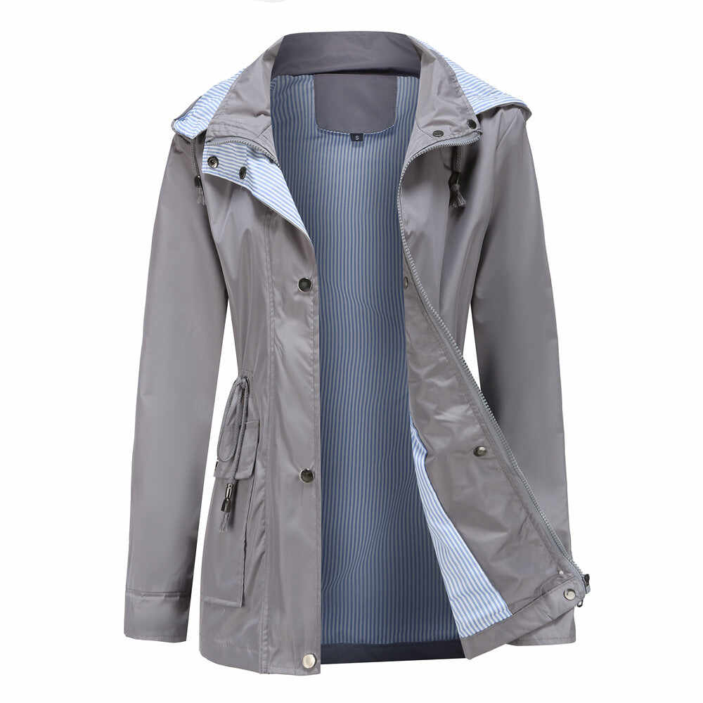 Detachable Hood Trench Coat Women's