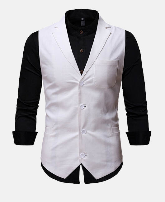 Elegant Plain Notch Lapel Single Breasted Blazer Vest