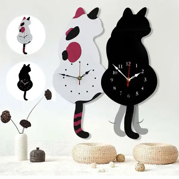 (❤️2023 Early Christmas Sale-49% OFF❤️)Nordic Cat Wagging Tail Wall Clock