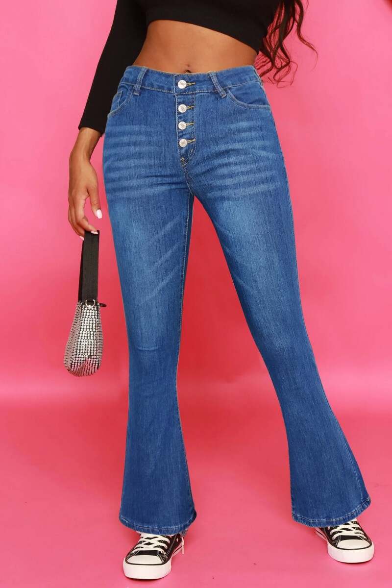 Deep Blue Casual Solid Buckle High Waist Regular Denim Jeans