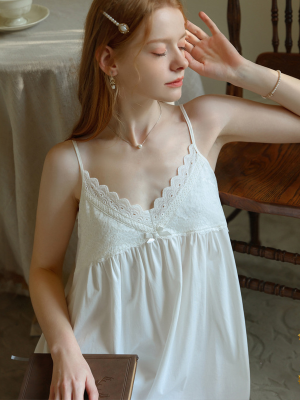 Cotton V Neck Loose Simple Nightdress