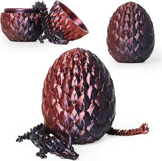 3D Printed Dragon in Egg, Beautiful Flexible Crystal Dragon,3D Printed Gifts for Adults and Kids