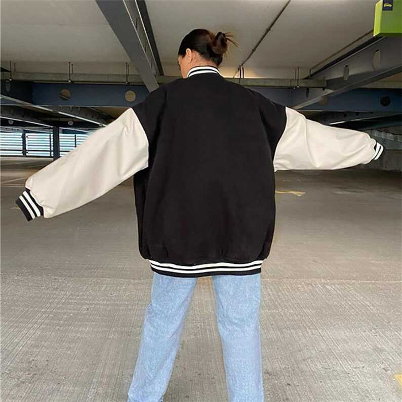 Y2K Fashion Patch Varsity Bomber Jacket