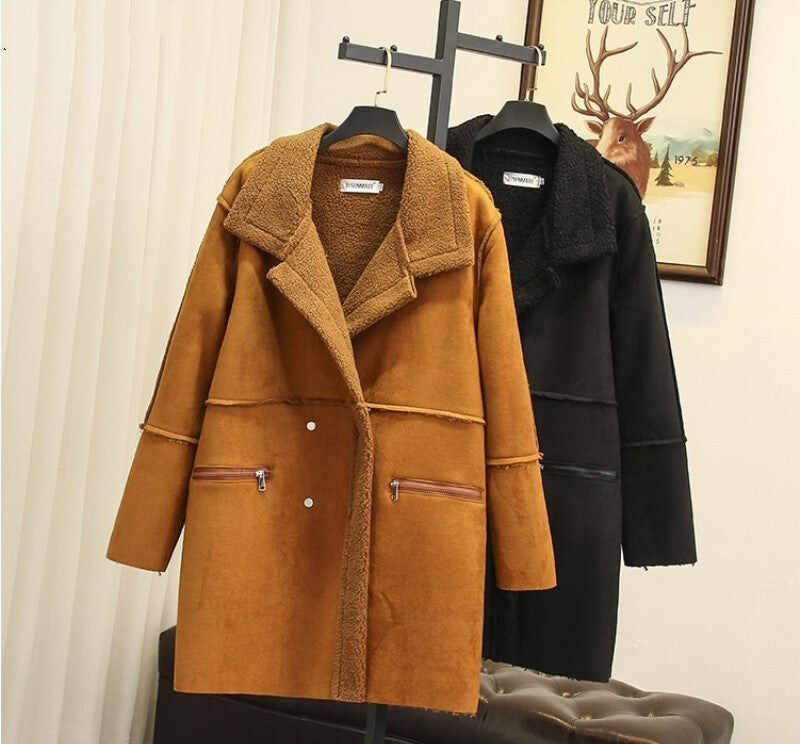 Mid-Length Suede Coat