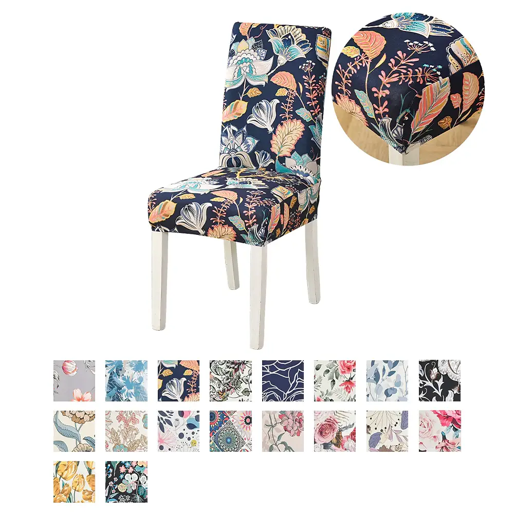 Stretch Spandex Dining Chair Cover Plants/Flower Pattern