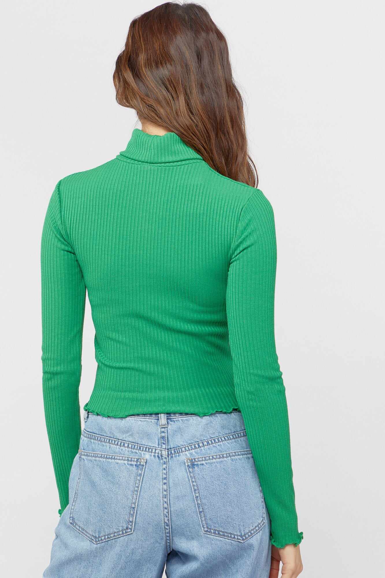 Women Apparel | Turtleneck Lettuce-Edge Crop Top Cream Forever21 - HP50492