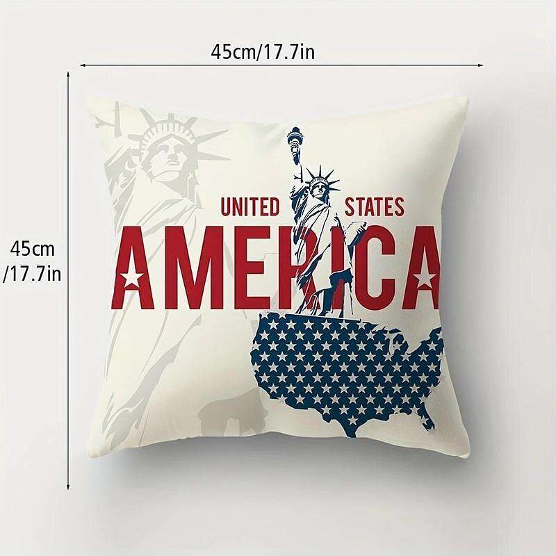 Independence Day Double Side Pillow Cover 4PC Soft Decorative Square Cushion Case Pillowcase for Bedroom Livingroom Sofa Couch Chair