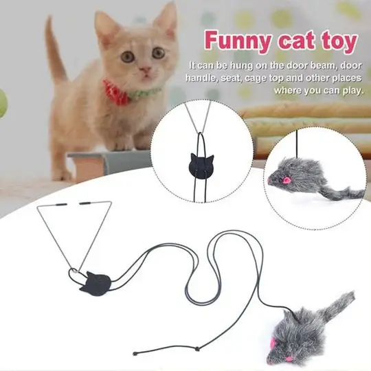 (🔥Last Day Promotion 49% OFF) Funny Pet Toy - Hanging Door Type Black Mouse (BUY 2 GET 1 FREE)