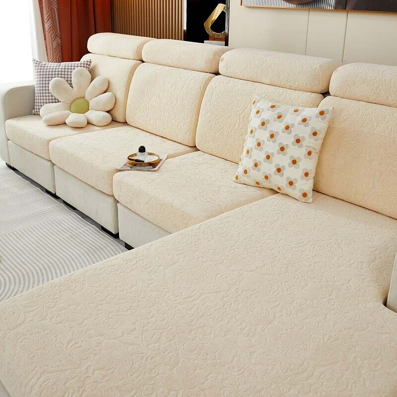 Stretch Sofa Seat Cushion Cover Slipcover Elastic Couch Sectional Armchair Loveseat 4 or 3 Seater L Shape Solid Soft Durable Washable