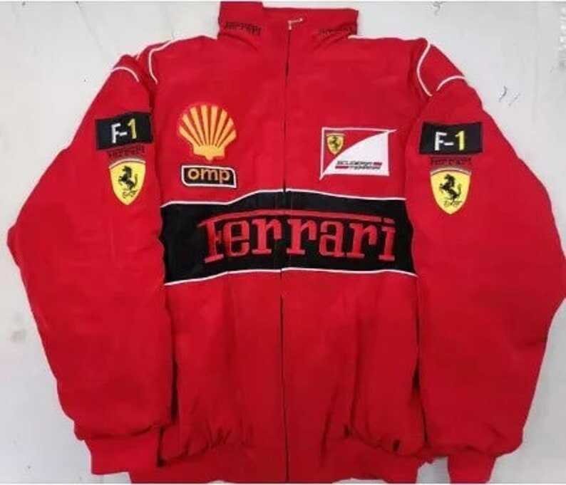 NASCAR Racer Racing Ferrari Jacket Embroidered Vintage Bomber