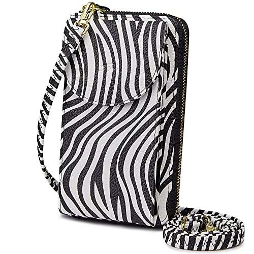 S-ZONE PU Leather RFID Blocking Crossbody Cell Phone Bag for Women Wallet Purse