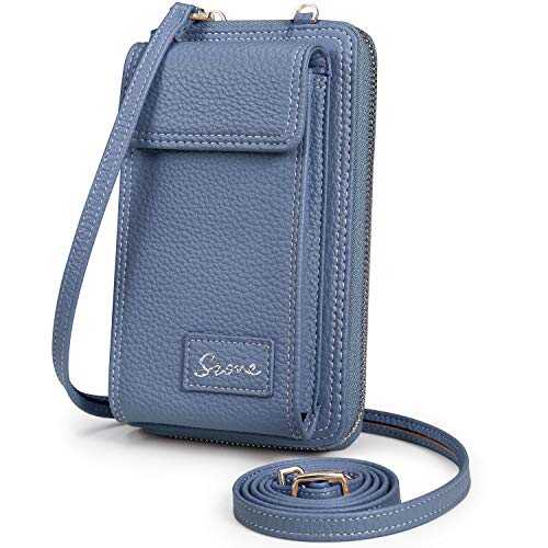 S-ZONE PU Leather RFID Blocking Crossbody Cell Phone Bag for Women Wallet Purse