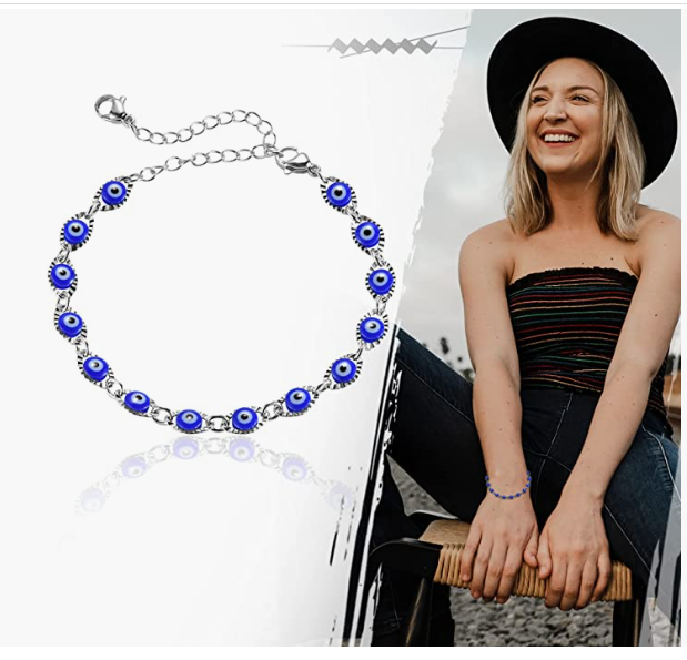 Stainless steel evil eye bracelet for women