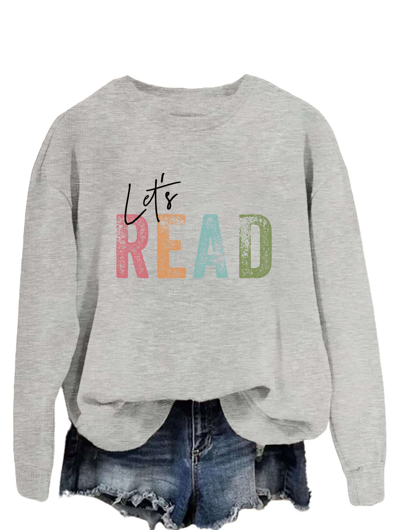 Letter Fashion Women's Sweater Printed Round Neck Long Sleeve- Buy 3 and get free shipping