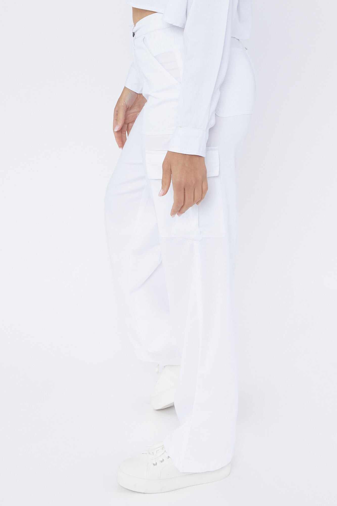 Women Apparel | Tencel Cargo Wide-Leg Pants White Forever21 - SH01447